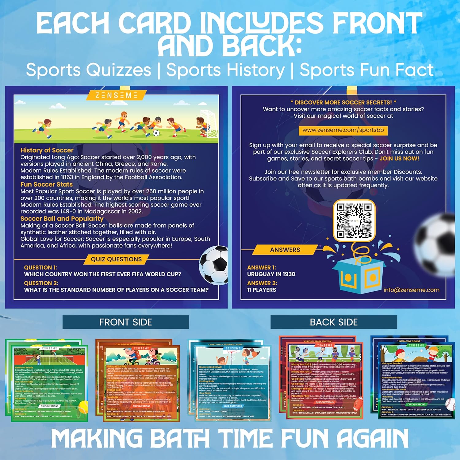 each card include front and back